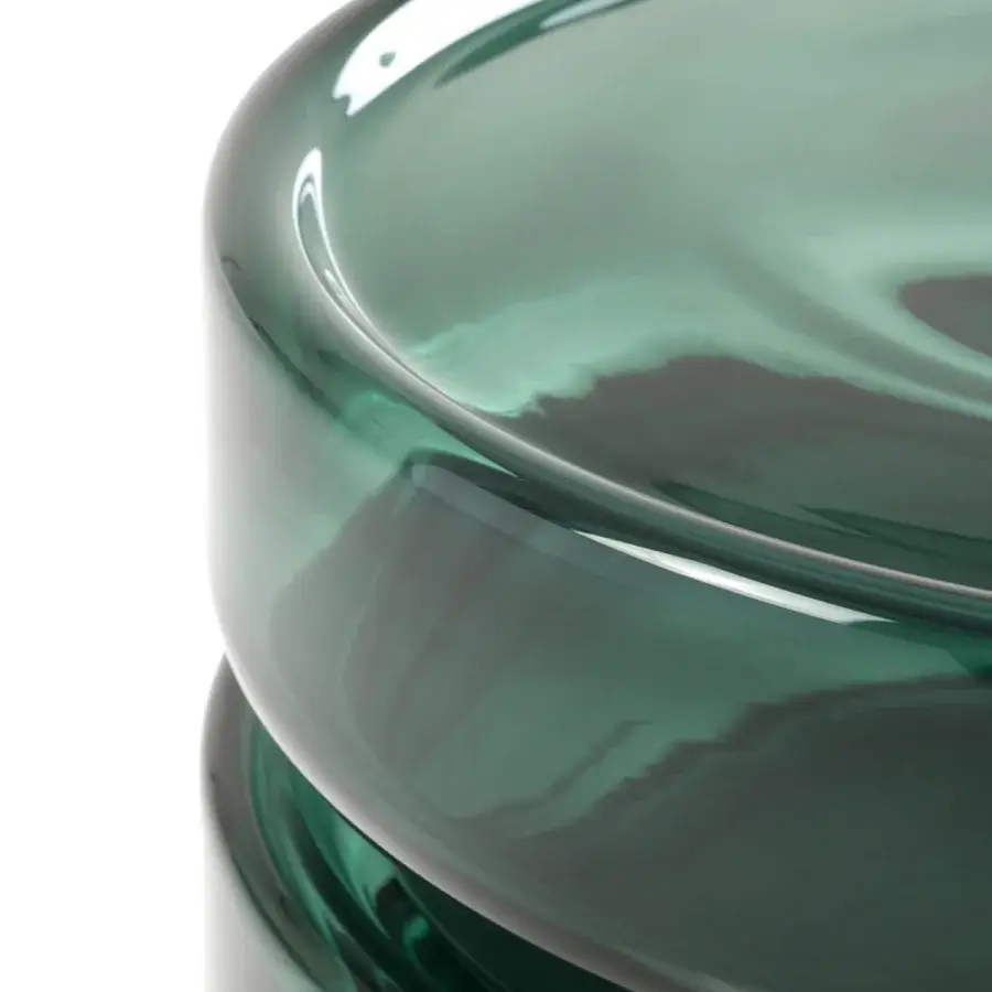 Superior Billiani Stack side table in deep green blown glass with a glossy finish embodies refined craftsmanship