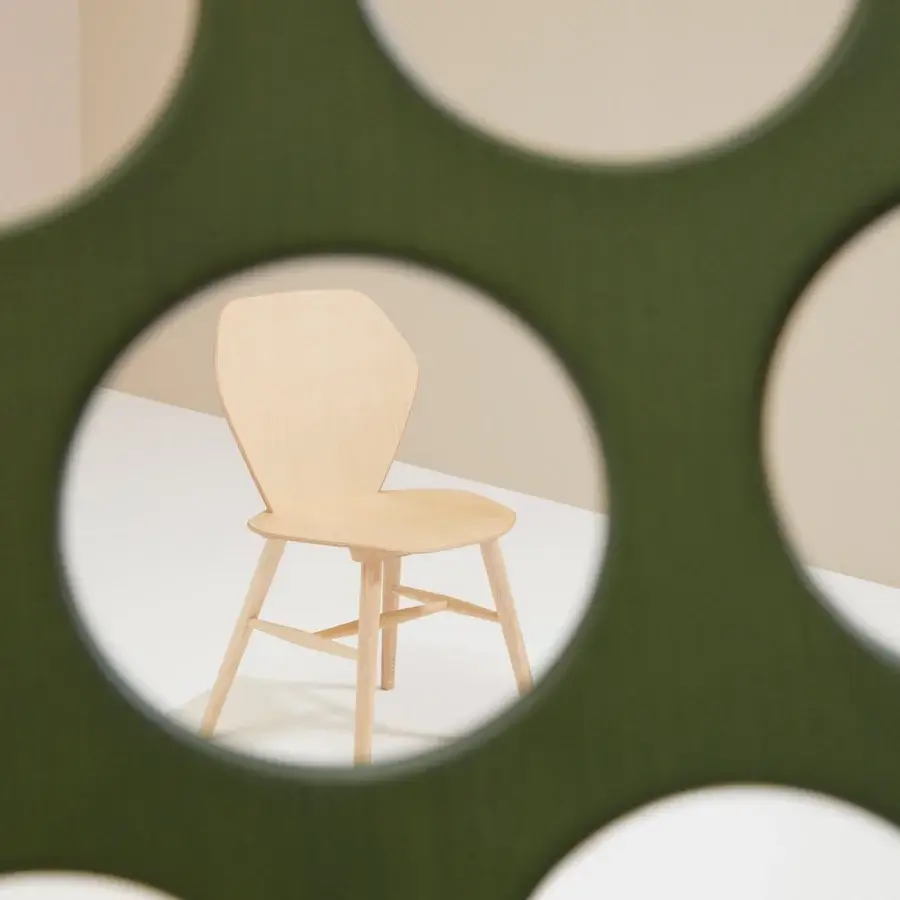 Distinguished Billiani Edelweiss dining chair crafted in pale wood with a satin finish and curved backrest