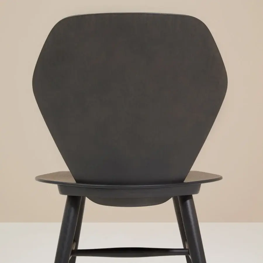 Exceptional Billiani Edelweiss dining chair in muted gray wood with a sculpted petal-like backrest and matte finish