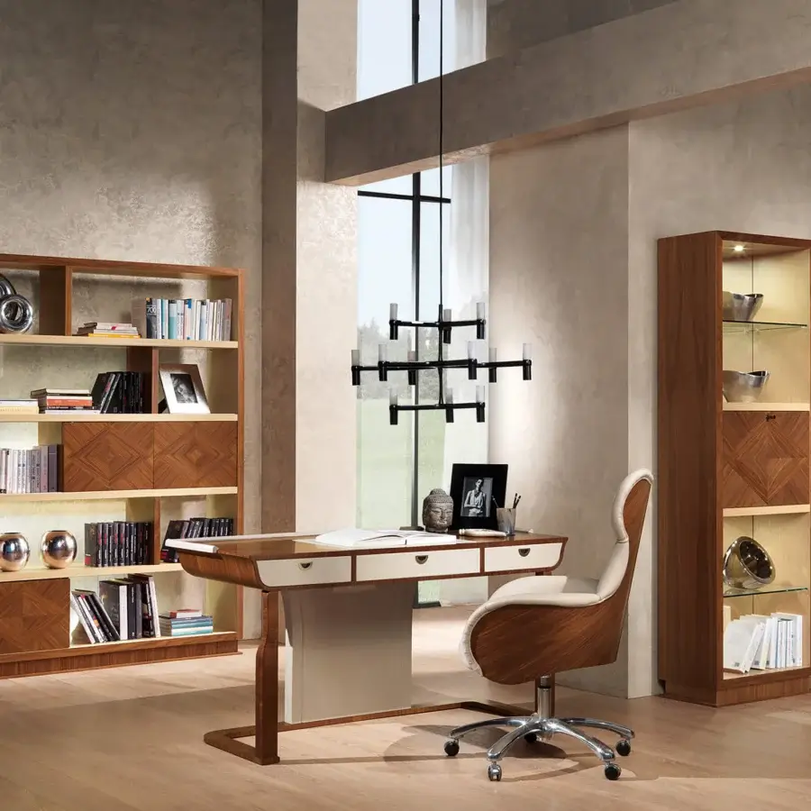Distinguished Carpanelli Desyo desk crafted in medium brown wood with subtle beige accents and satin finish
