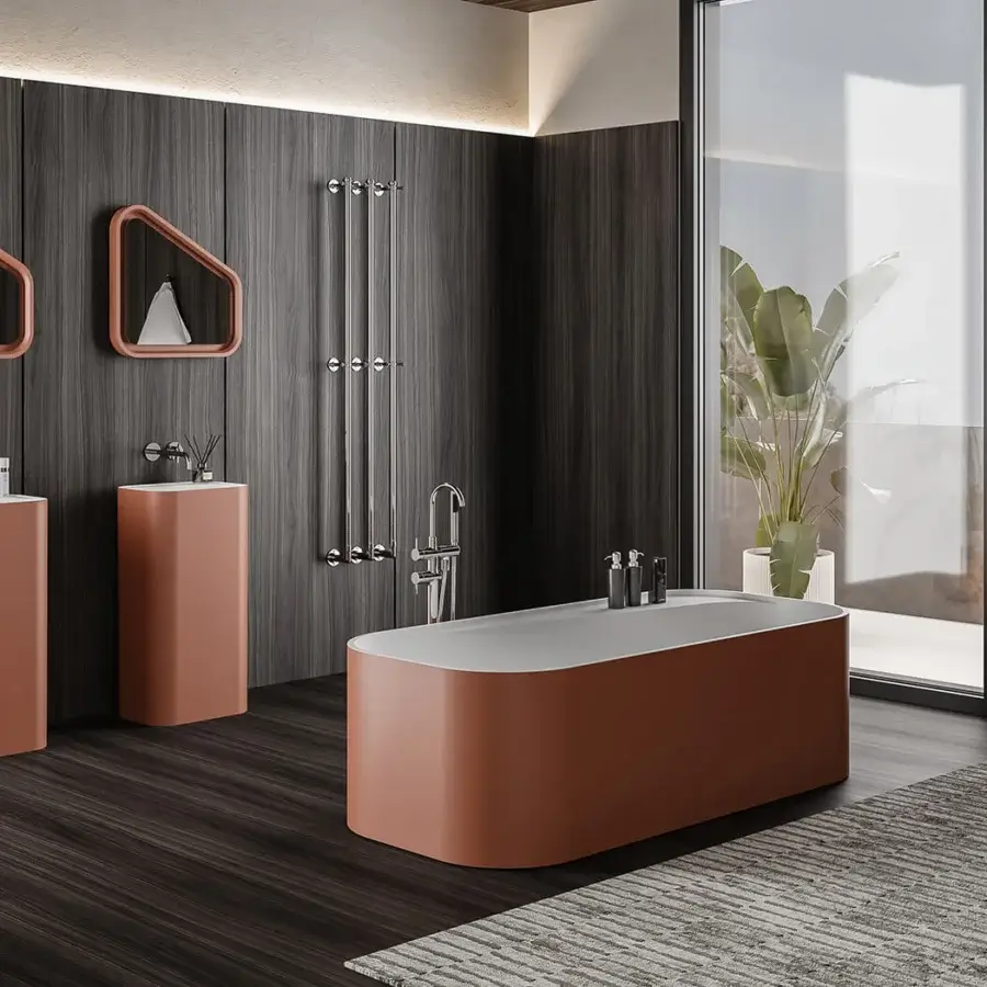 Architectural Norah Design ANCN 01 sink crafted in terracotta Norahcryl with a smooth matte finish