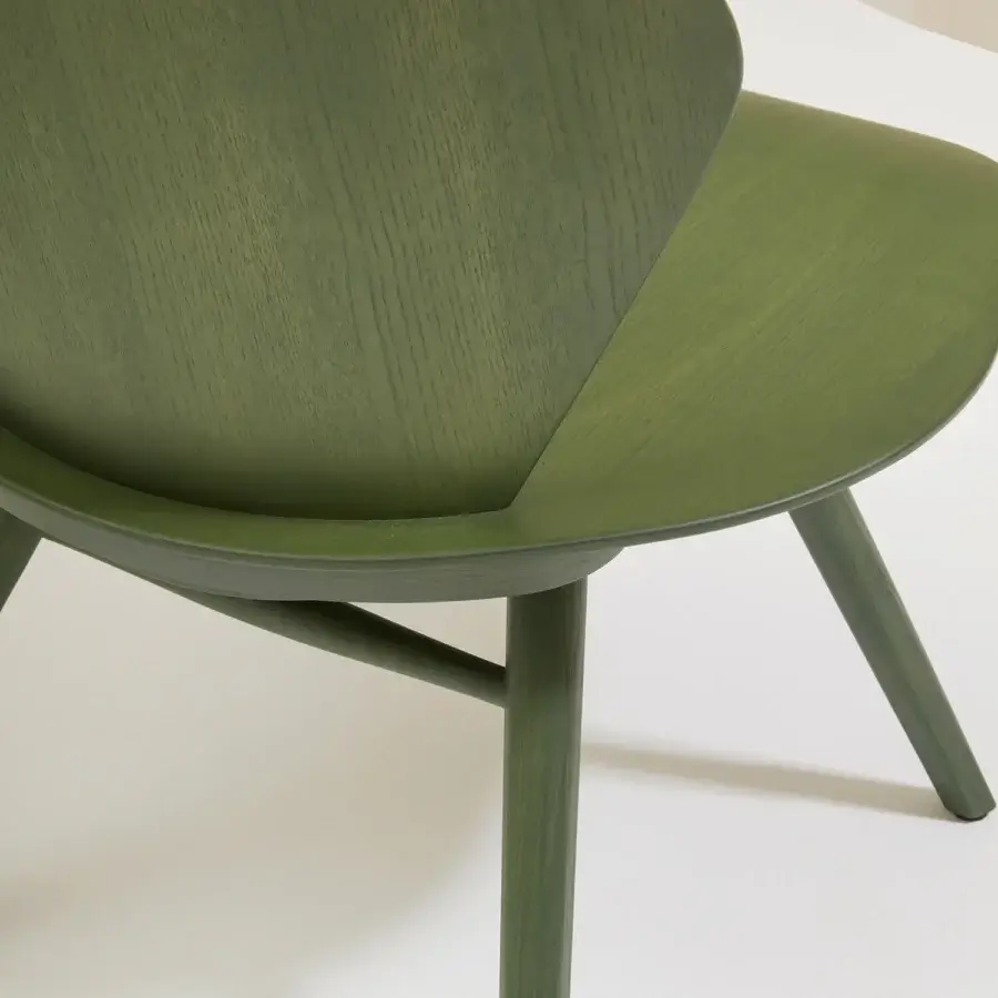 Superior Billiani Edelweiss lounge chair in olive green wood with smooth matte finish and graceful curved form