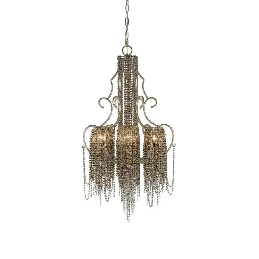 Distinguished Patrizia Garganti Burlesque Wave chandelier with cascading pearls and warm antique gold-finished metal construction
