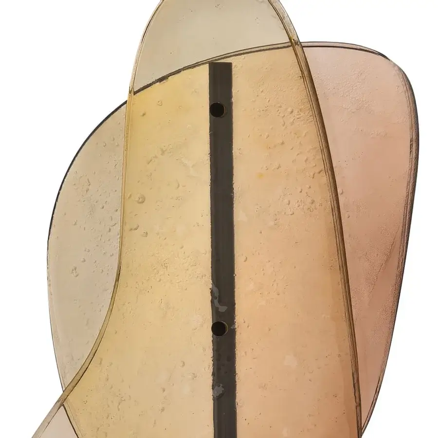 Exceptional Arte Veneziana Sfogio room divider built with amber and gold gradient baked glass panels and matt black lacquered metal