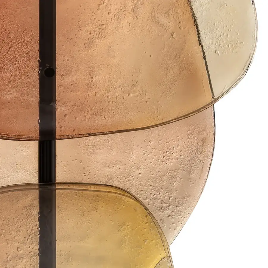 Superior Arte Veneziana Sfogio room divider built with layered glass in bronze and yellow ochre with matte black metal