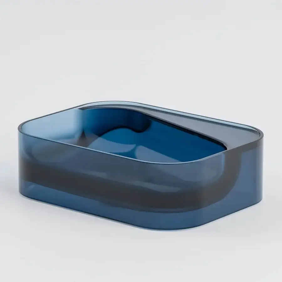 Distinguished Norah Design ANBA 01 washbasin crafted in Norahcrystal with a glossy gradient transitioning from deep blue hues