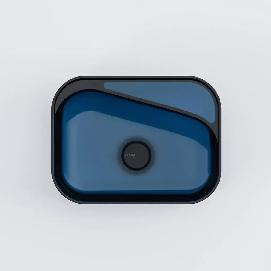 Exceptional Norah Design ANBA 01 washbasin crafted in deep blue Norahcrystal with glossy and matte finishes