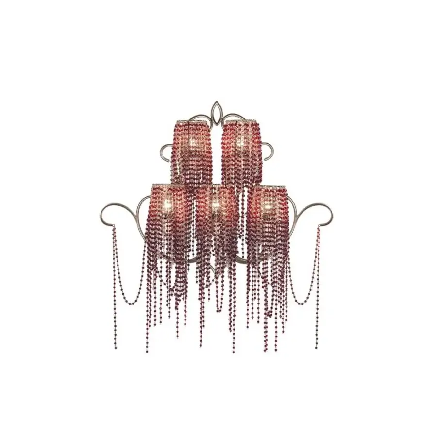 Superior Patrizia Garganti Burlesque Wave wall lamp with cascading ruby and burgundy glass beads in dark satin-finished metal