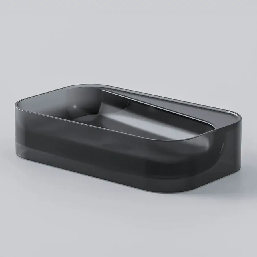 Superior Norah Design ANBA 02 washbasin crafted in deep charcoal gray Norahcrystal with a glossy finish