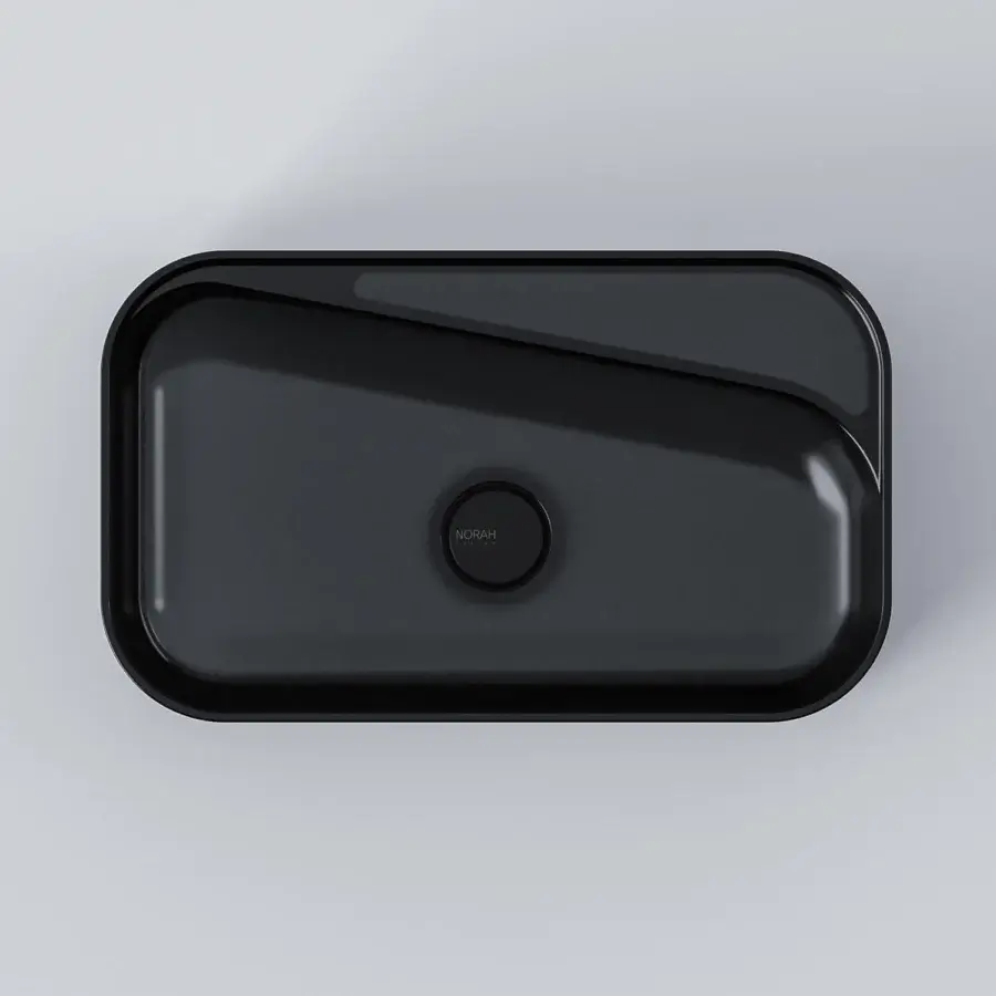 Distinguished Norah Design ANBA 02 washbasin in dark gray Norahcrystal with a matte finish and subtly rounded corners