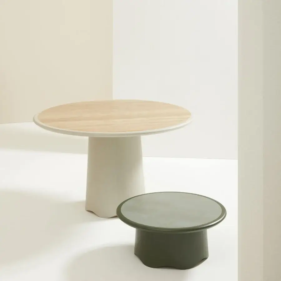 Superior Billiani Corolla dining table crafted in natural wood with satin finish and playful scalloped edge