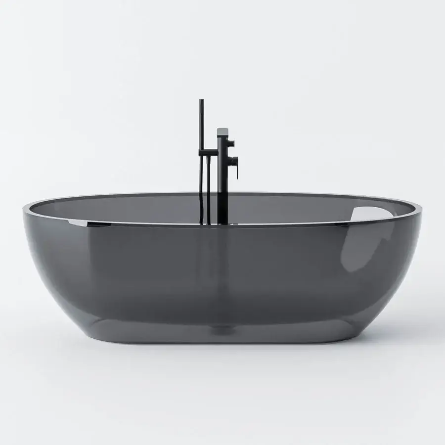 Captivating Norah Design EYBT 05 bathtub sculpted in dark charcoal Norahcrystal with a high-gloss prismatic surface