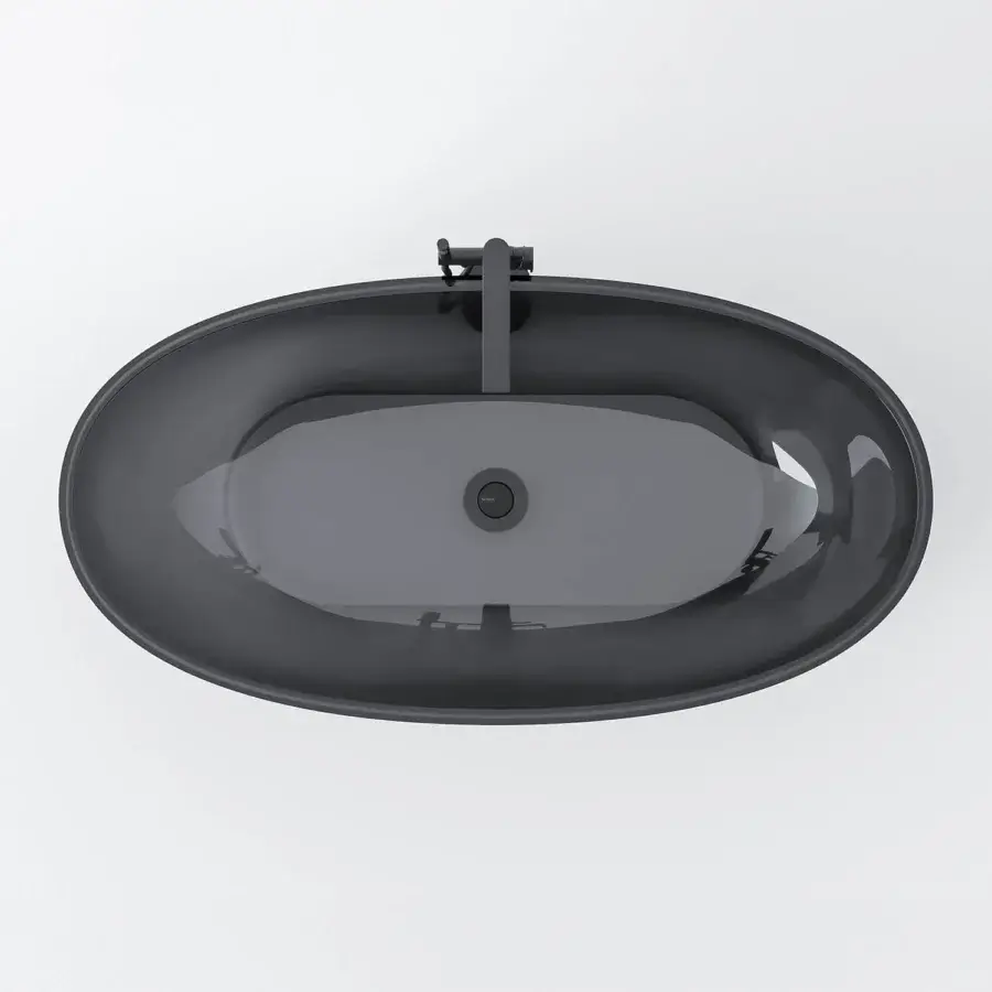 Distinguished Norah Design EYBT 05 bathtub crafted in dark gray Norahcrystal with a smooth matte finish and curved silhouette