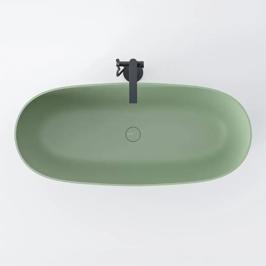 Superior Norah Design EYBT 01-02-03-04 bathtub crafted in sage green Norahcryl with uniform matte finish