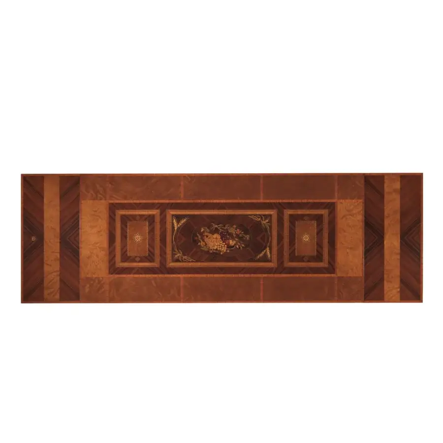 Superior Carpanelli Le Luci Della Ribalta extendable table with ecological motifs and glossy warm brown wood finish