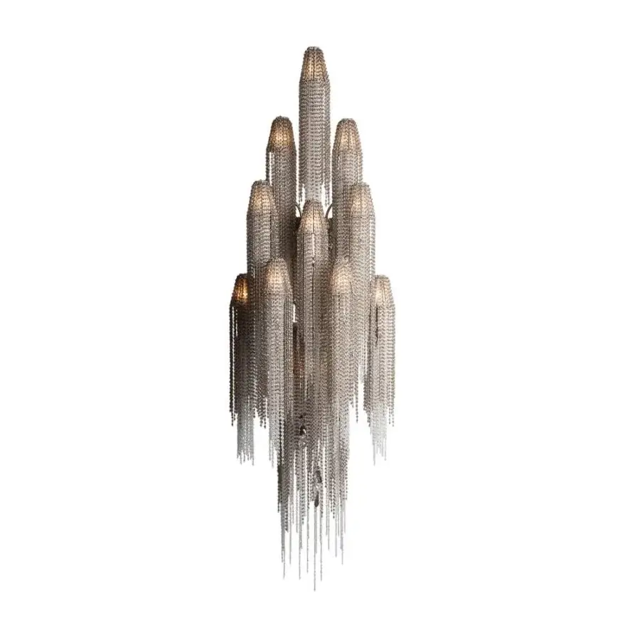 Exclusive Patrizia Garganti Burlesque EX wall lamp with interconnected metallic elements and a satin finish