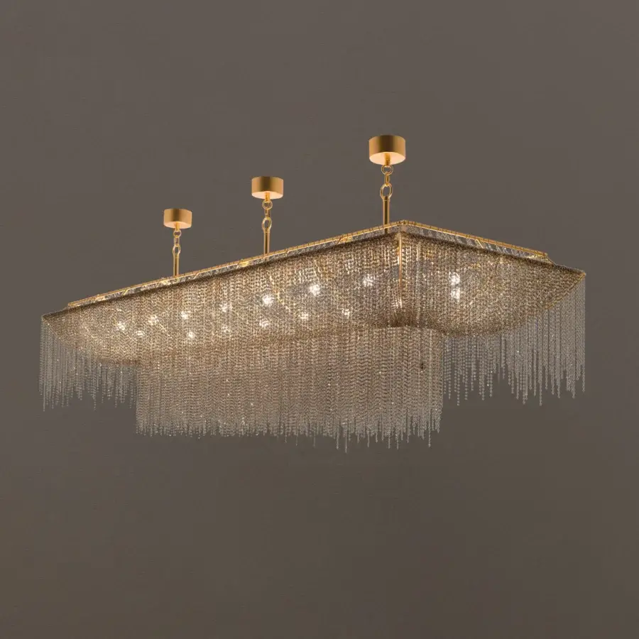 Superior Patrizia Garganti Burlesque EX rectangular ceiling lamp with glossy metal and shimmering glass-like mesh finish