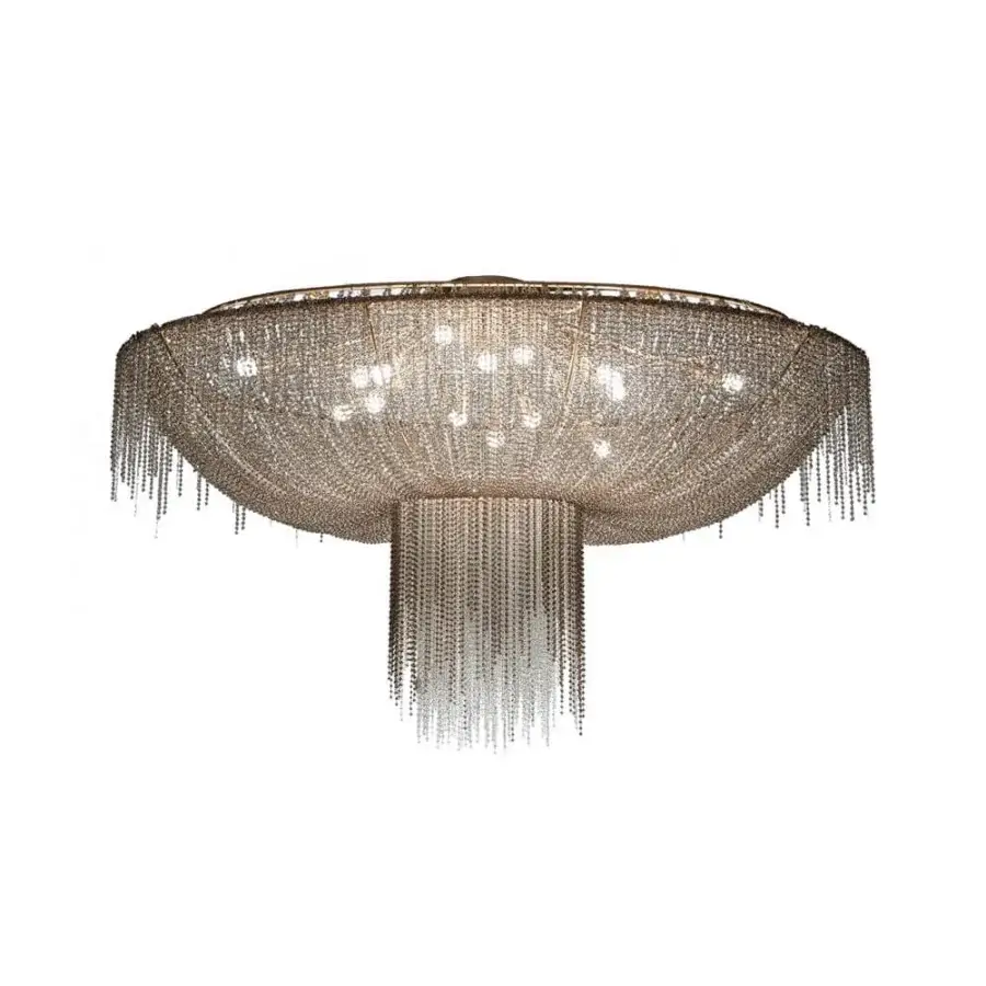 Superior Patrizia Garganti Burlesque EX ceiling lamp in polished silver-toned alloy with a highly reflective finish and enveloping illumination