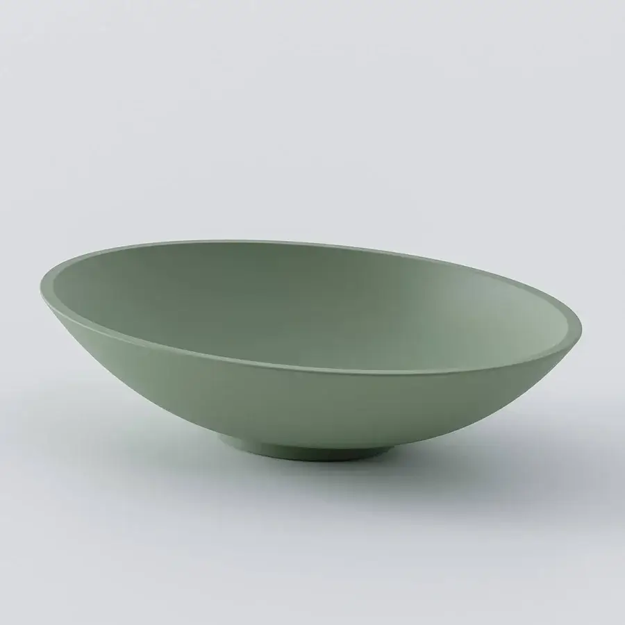 Distinguished Norah Design EYBA 01 washbasin crafted in olive green Norahcryl with a smooth matte finish