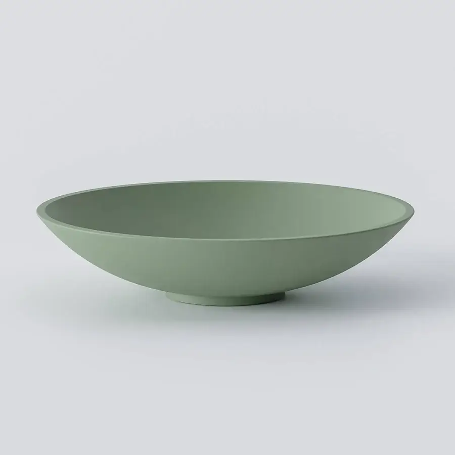 Elegant Norah Design EYBA 01 washbasin crafted in sage green Norahcryl with a matte finish