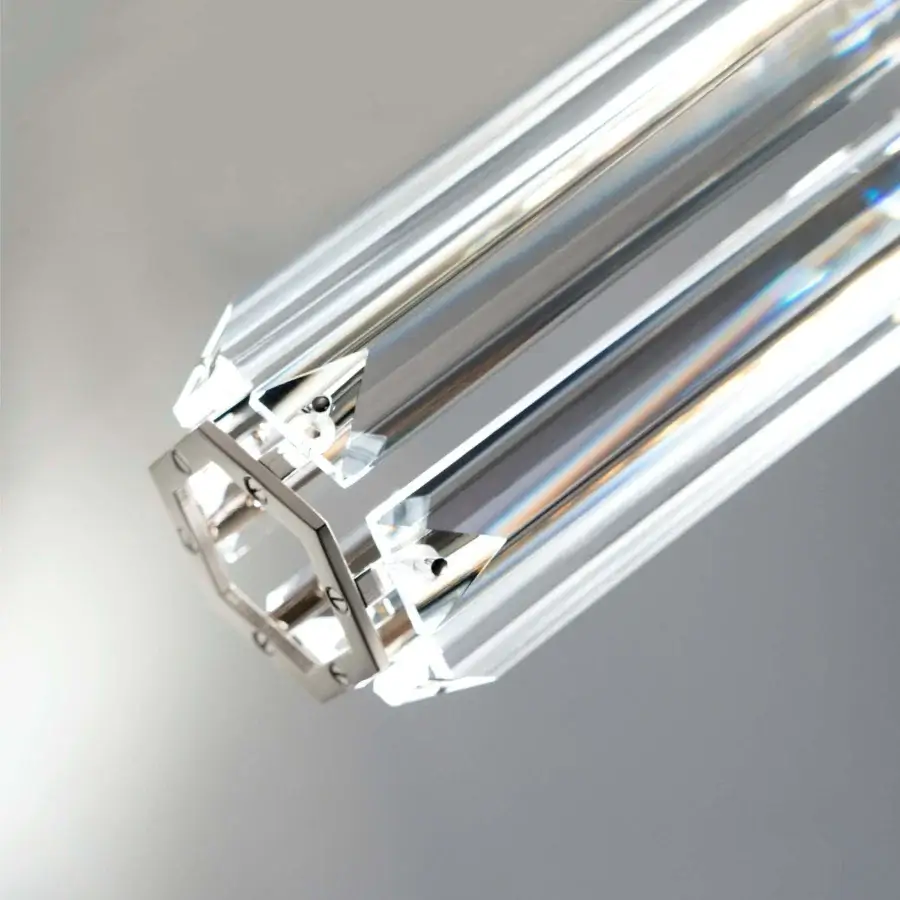 Avant-garde Patrizia Garganti Chaos chandelier built in satin-finish aluminum with clear diffusing panels emitting a warm white glow