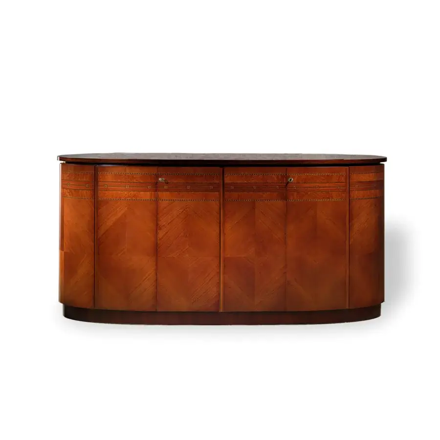 Superior Carpanelli Neoclassica sideboard crafted in walnut, briar, and mahogany woods with a glossy finish
