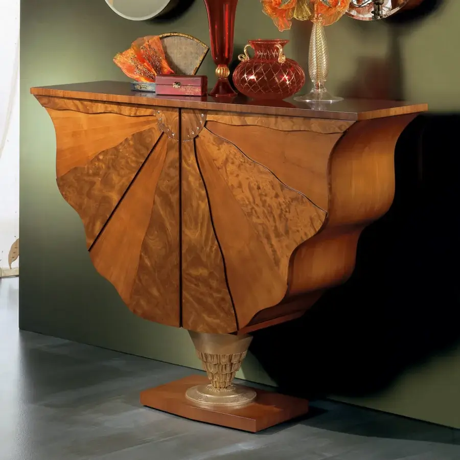 Distinguished Carpanelli Ali Di Farfalla console crafted in wood with a satin finish and organically curved form