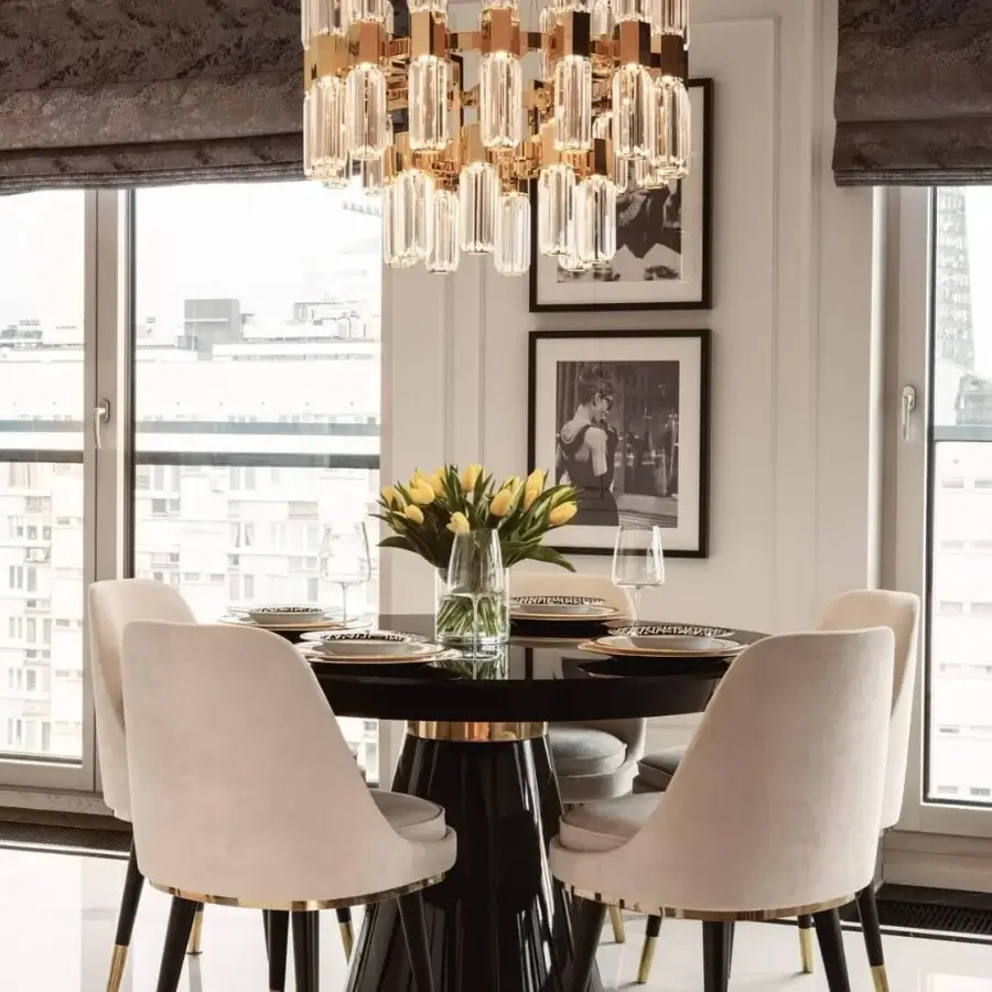 Avant-garde Patrizia Garganti Chaos Orb chandelier with modular hexagonal elements and warm white LED cob lights in black finish