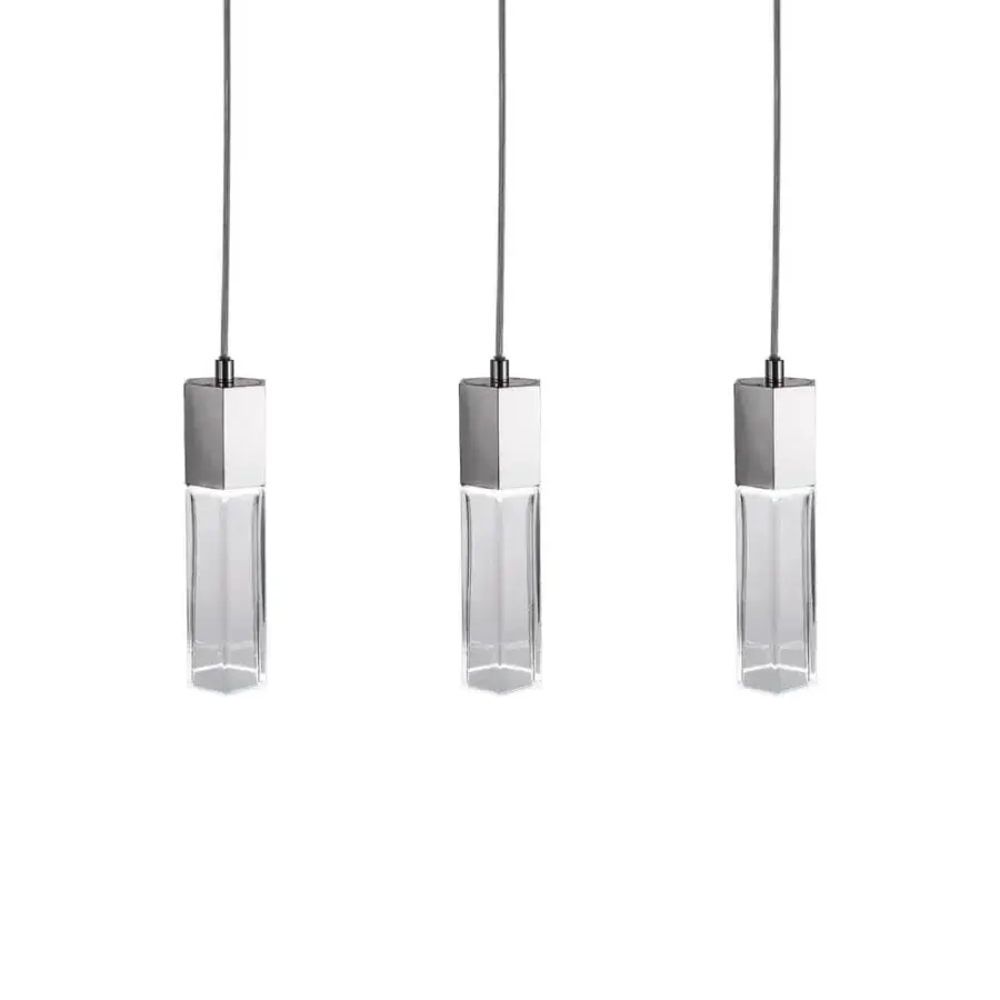 Superior Patrizia Garganti Chaos suspension lamp with clear glass and polished silver-toned metal in a contemporary design