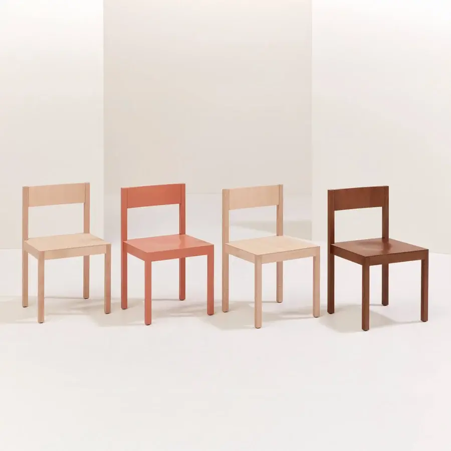 Exceptional Billiani Archetype-A chair crafted in solid wood with a smooth, light natural finish and subtly curved seat