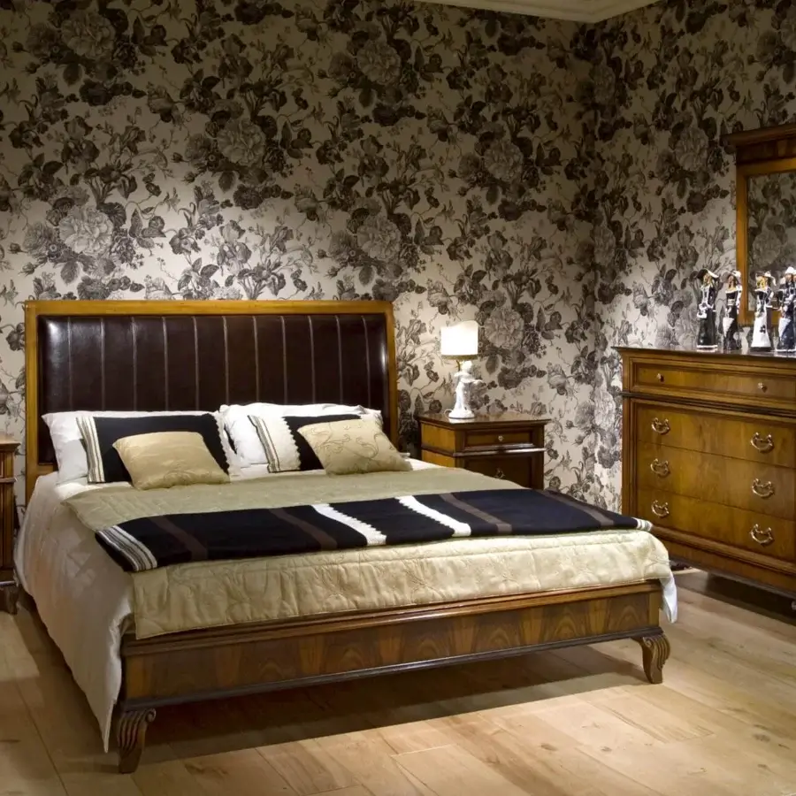 Superior Faber Mobili Chaumont nightstand built in walnut and walnut burl with a glossy finish
