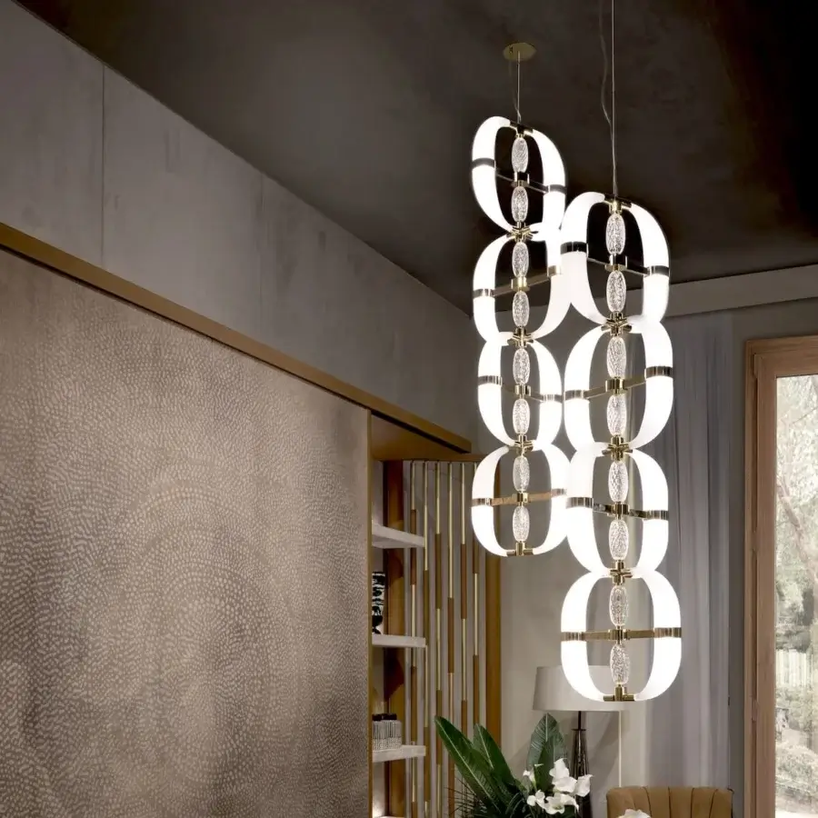Superior Patrizia Garganti Coup De Foudre 04 suspension lamp in hand-blown glass and metal with bright white glossy finish