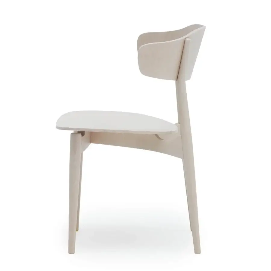 Distinguished Billiani Flow dining chair crafted in light-colored wood with a smooth satin finish and balanced proportions