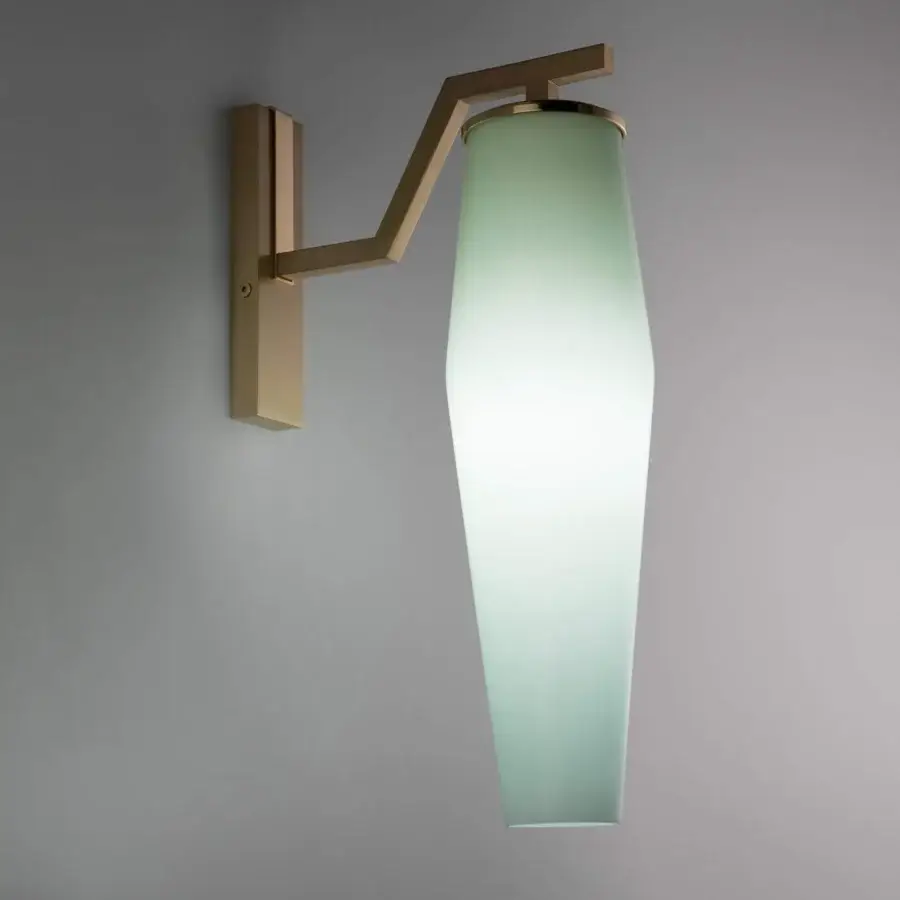 Superior Patrizia Garganti Frida wall lamp crafted in translucent green glass with a satin gold-toned metal arm