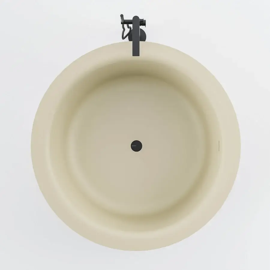Lavish Norah Design RNBT 02 bathtub built in Norahcryl with a matte finish and contemporary muted beige tone