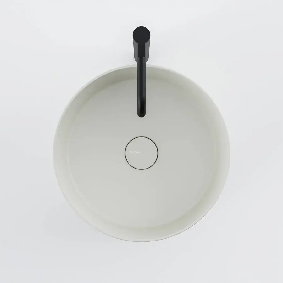 Exceptional Norah Design RNCN 01 washbasin crafted from Norahcryl with a velvety matte finish in a muted light grey tone