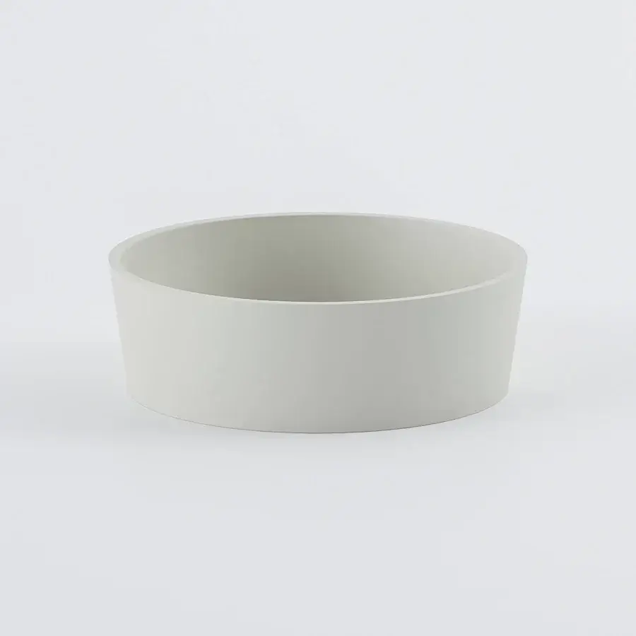 Distinguished Norah Design RNBA 02 washbasin in pale grey-green Norahcryl with velvet-like matte finish presents balanced sculptural form