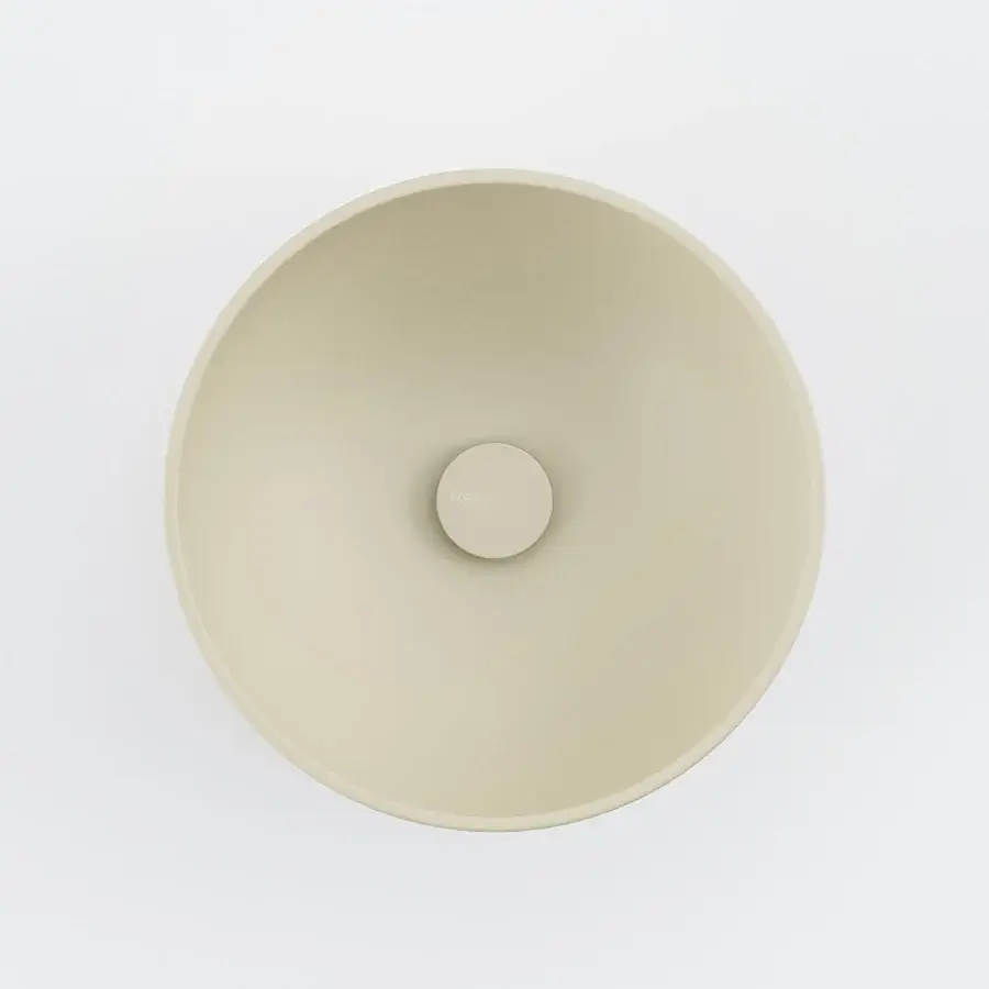 Elegant Norah Design RNBA 03 washbasin crafted in pale beige Norahcryl with a velvety matte finish