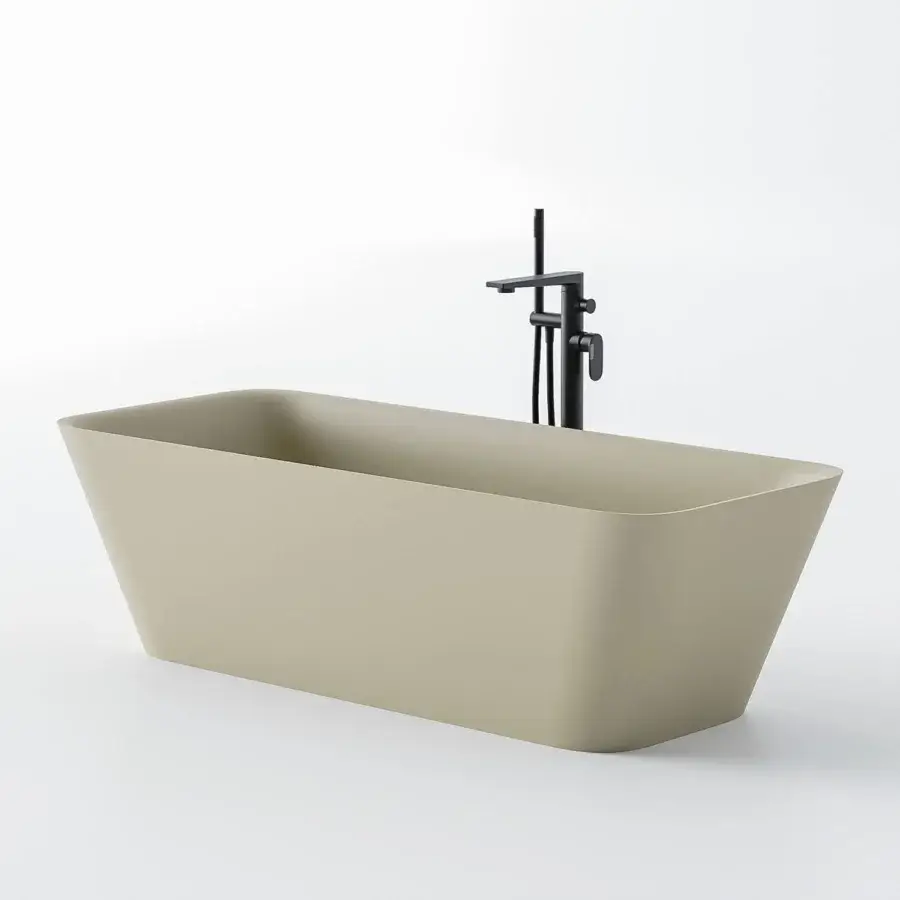 Distinguished Norah Design CUBT 01 bathtub crafted in earthy beige Norahcryl with a velvety matte finish