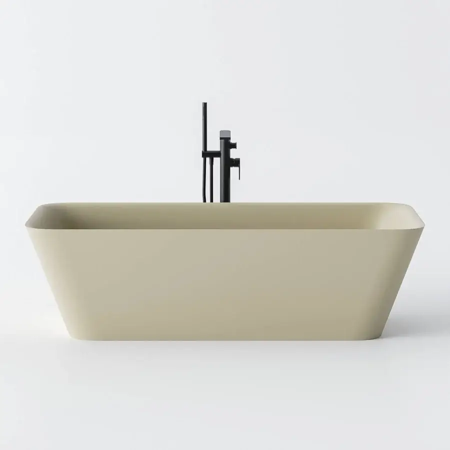 Exceptional Norah Design CUBT 01 bathtub crafted in muted beige Norahcryl with a velvety matte finish