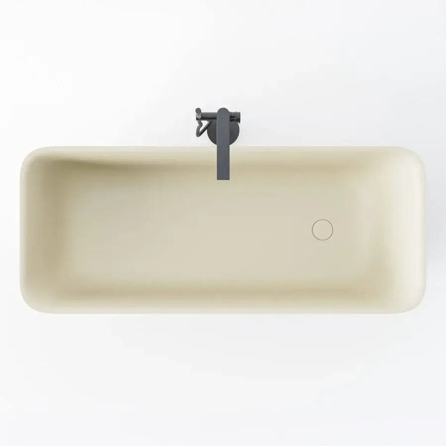 Superior Norah Design CUBT 01 bathtub crafted in warm beige Norahcryl with a velvety matte finish
