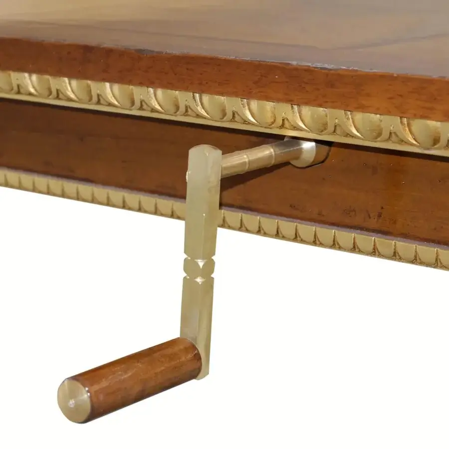 Superior Faber Mobili Masaccio extendable table built in walnut with geometric mother-of-pearl inlay and satin finish