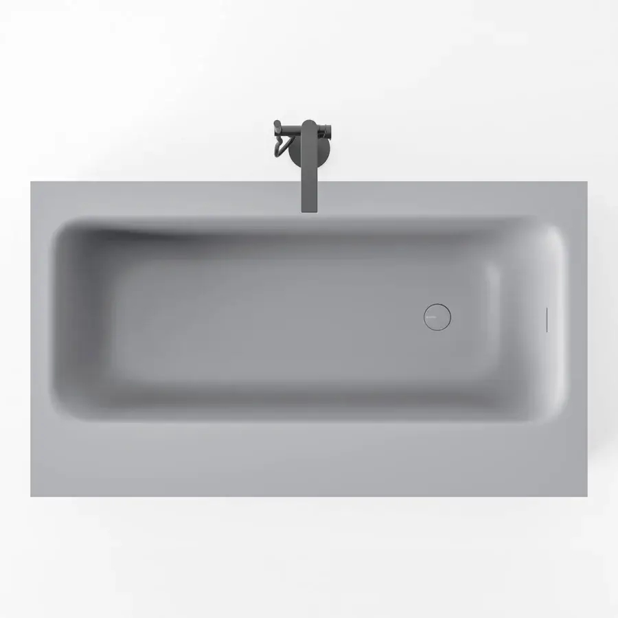 Elegant Norah Design CUBT 02 bathtub crafted in muted gray Norahcryl with a velvety matt finish