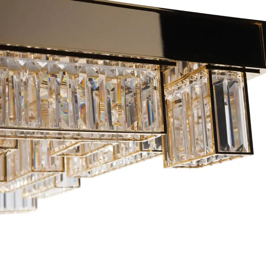 Exclusive Patrizia Garganti Gisele chandelier with geometric clear glass and glossy dark metal construction