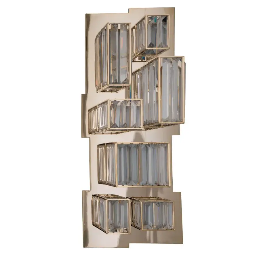 Captivating Patrizia Garganti Gisele wall lamp crafted in golden metal with clear glass inserts and integrated warm white LED technology