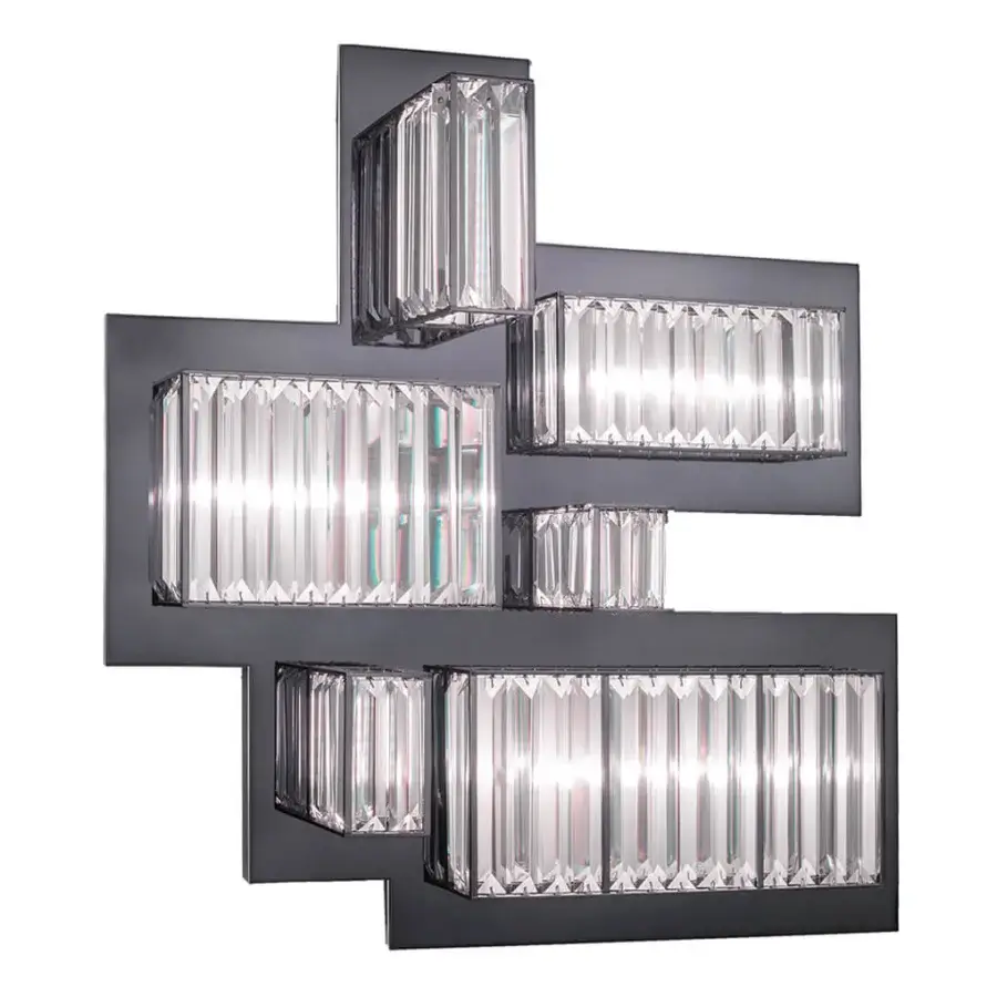 Distinguished Patrizia Garganti Gisele wall lamp crafted in steel with clear glass panels and matte black finish