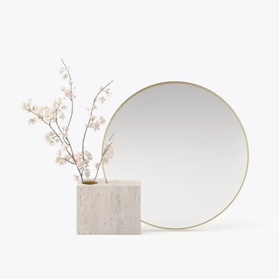 Distinguished Black Tie Tìam Mirror Pot vessel crafted in beige stone-like material with textured matte finish