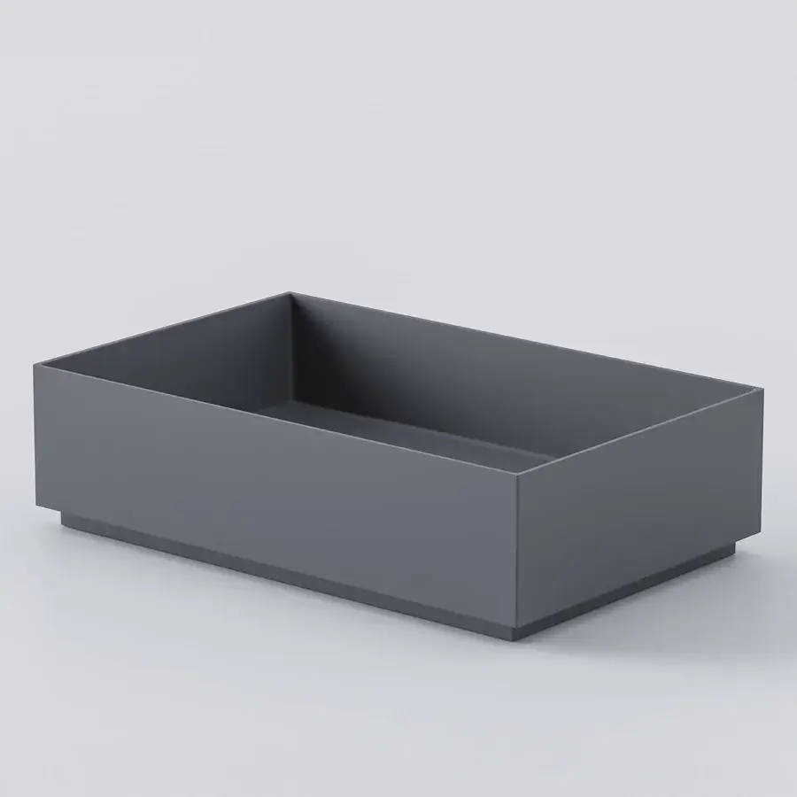 Captivating Norah Design CUBA 01-02 washbasin crafted in dark gray Norahcryl with a geometric silhouette and matte finish