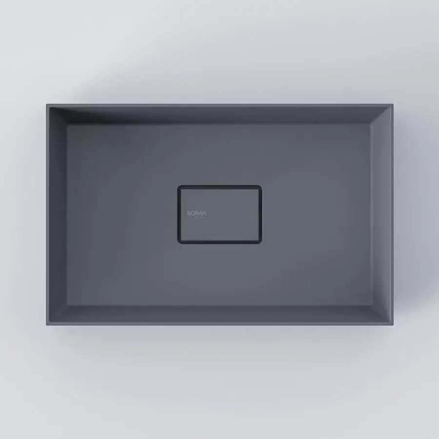Distinguished Norah Design CUBA 01-02 washbasin crafted in dark gray Norahcryl with a smooth matte finish