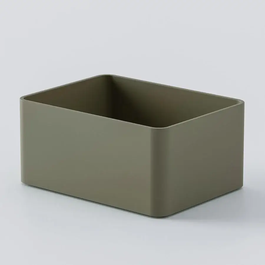Exceptional Norah Design CUBA 03 washbasin crafted in muted olive green Norahcryl with a velvety matte texture